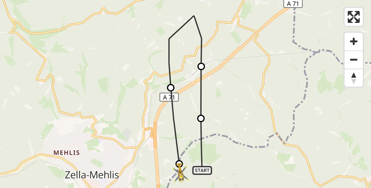 Flugroute Rettungshubschrauber Suhl - Suhl, 07 Oktober 2026, 14:43