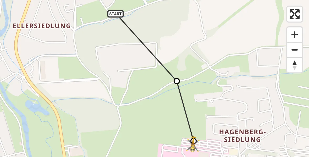 Flugroute Rettungshubschrauber Nordhausen - Südharz Hospital Nordhausen, 07 Oktober 2026, 14:51