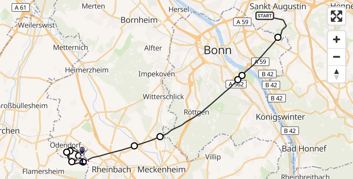 Flugroute Polizeihubschrauber Sankt Augustin - Rheinbach, 07 Oktober 2026, 15:02