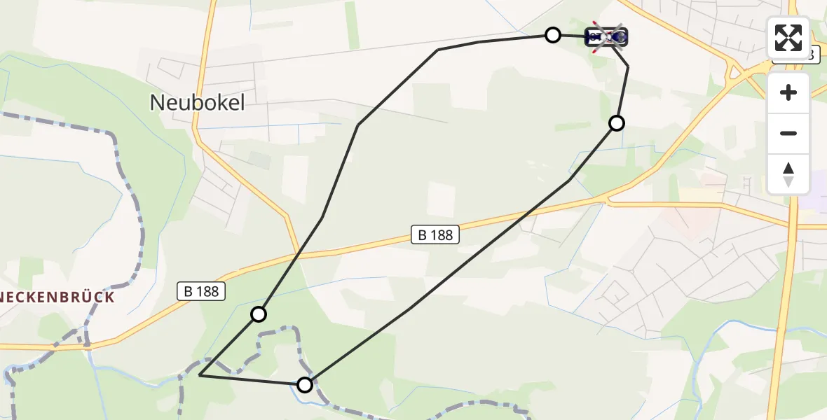 Flugroute Polizeihubschrauber Gifhorn Bundespolizei Hubschrauberlandeplatz - Gifhorn Bundespolizei Hubschrauberlandeplatz, 07 Oktober 2026, 15:04