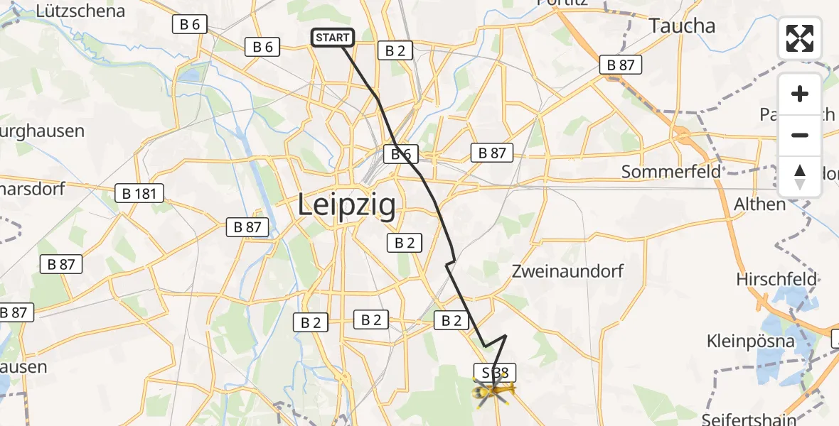Flugroute Rettungshubschrauber Leipzig - Leipzig, 07 Oktober 2026, 15:20