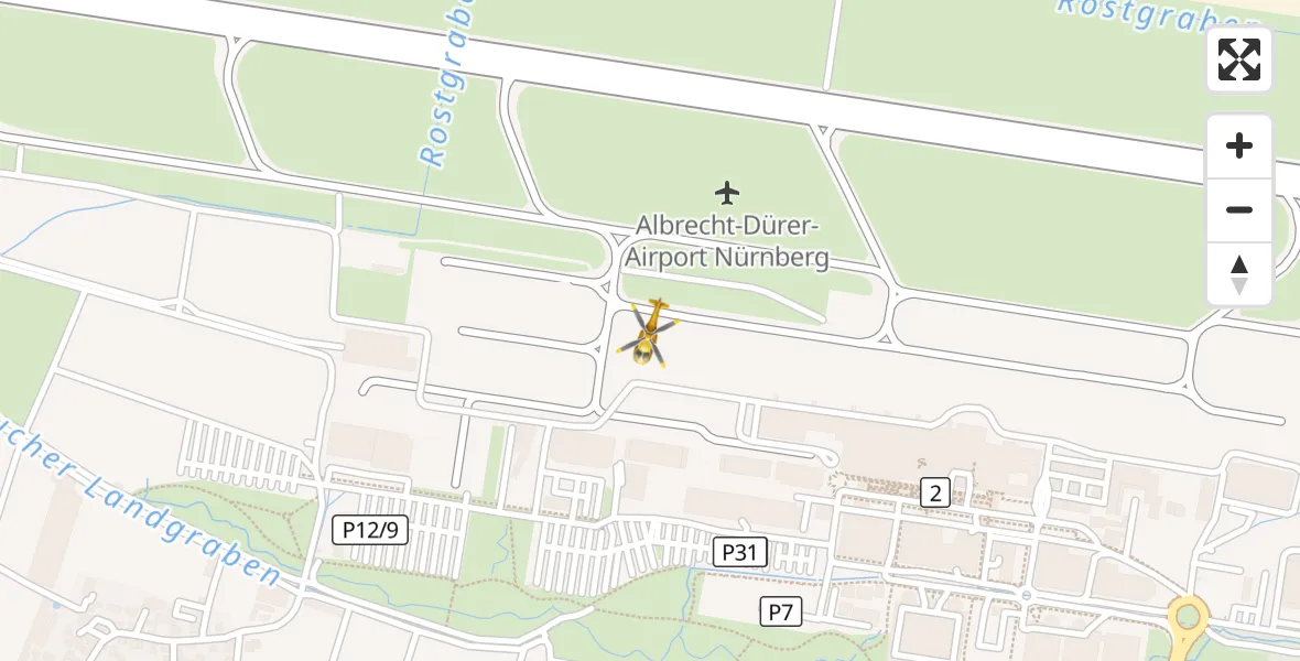 Flugroute Ambulanzhubschrauber Flughafen Nuremberg - Flughafen Nuremberg, 07 Oktober 2026, 15:25