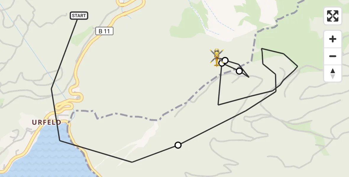 Flugroute Rettungshubschrauber Kochel a.See - Kochel a.See, 07 Oktober 2026, 16:42