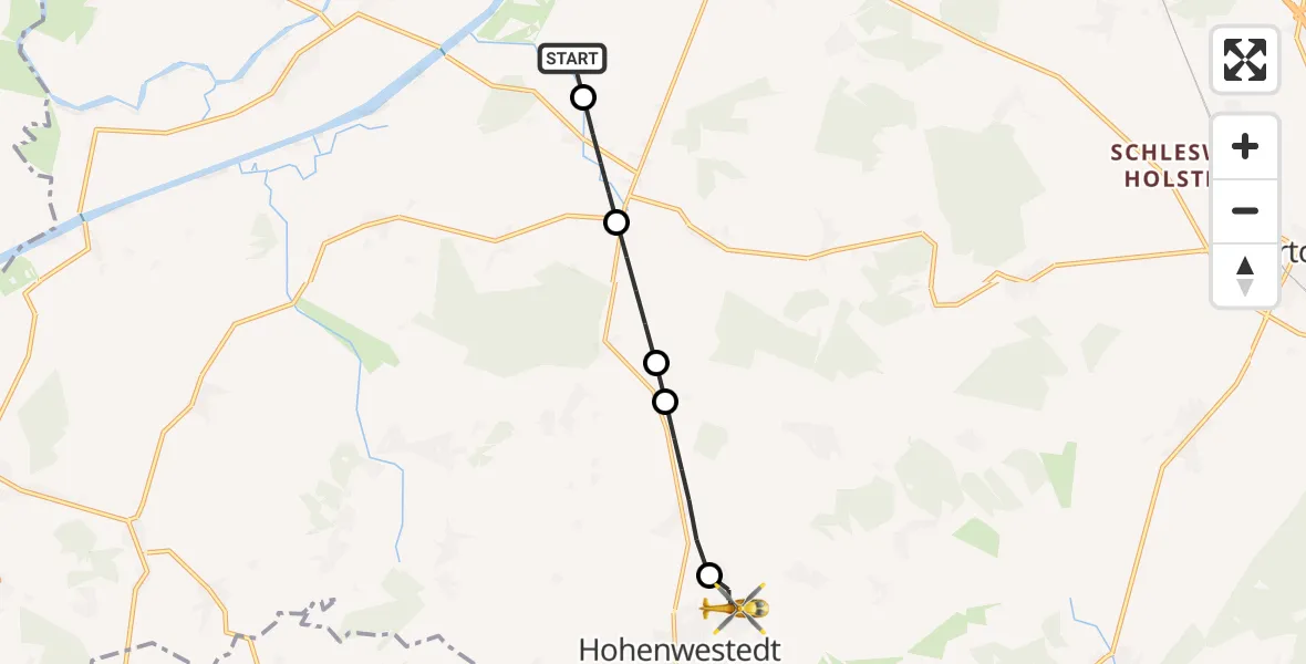 Flugroute Ambulanzhubschrauber Hörsten - Hohenwestedt, 07 Oktober 2026, 16:46