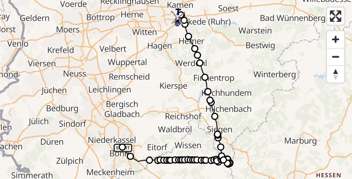 Flugroute Polizeihubschrauber Sankt Augustin - Unna, 07 Oktober 2026, 17:28