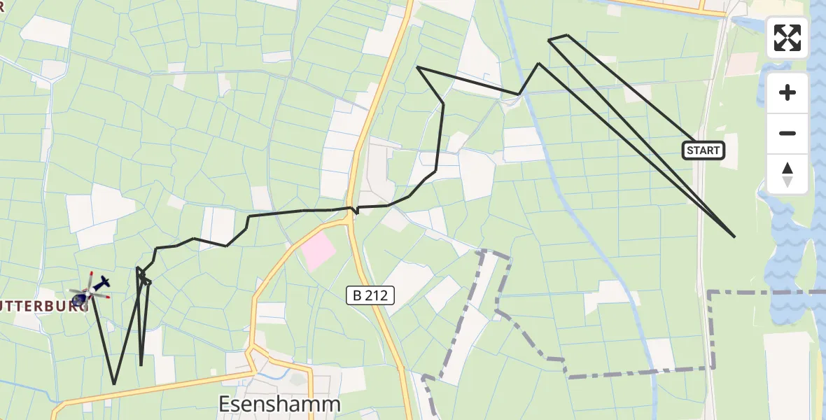Flugroute Polizeihubschrauber Nordenham - Nordenham, 07 Oktober 2026, 21:01
