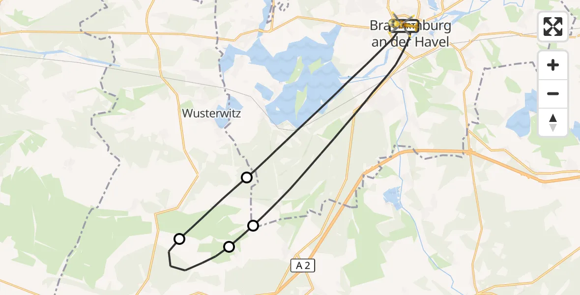 Flugroute Rettungshubschrauber Brandenburg an der Havel - Brandenburg an der Havel, 08 Oktober 2026, 05:54