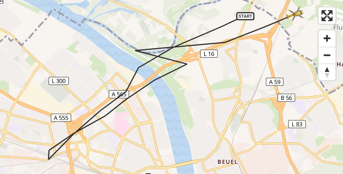 Flugroute Rettungshubschrauber Bonn - Sankt Augustin, 08 Oktober 2026, 08:29