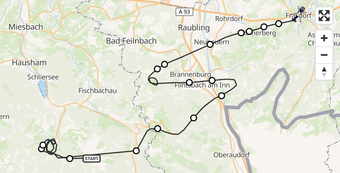 Flugroute Polizeihubschrauber Bayrischzell - Frasdorf, 08 Oktober 2026, 08:31
