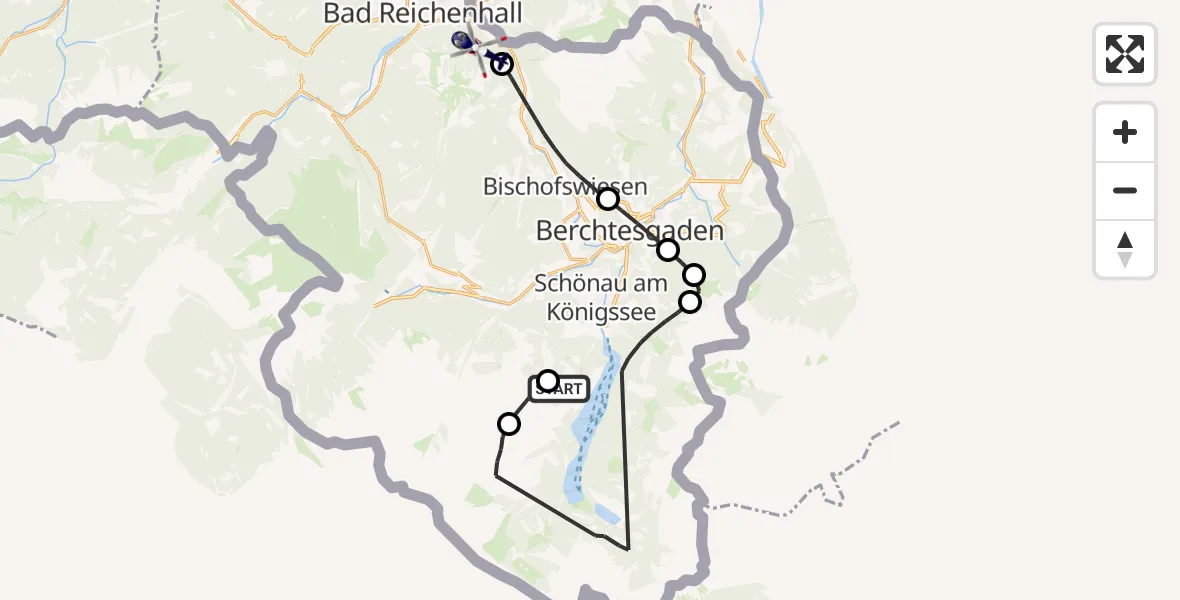 Flugroute Polizeihubschrauber Schönau a.Königssee - Bayerisch Gmain, 08 Oktober 2026, 08:37