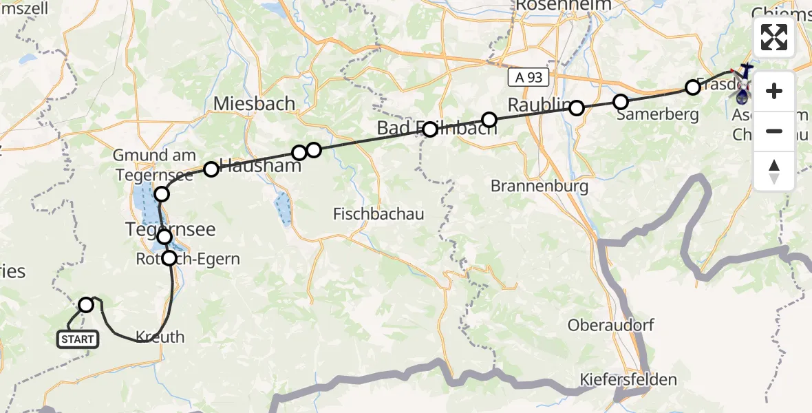 Flugroute Polizeihubschrauber Lenggries - Frasdorf, 08 Oktober 2026, 08:42