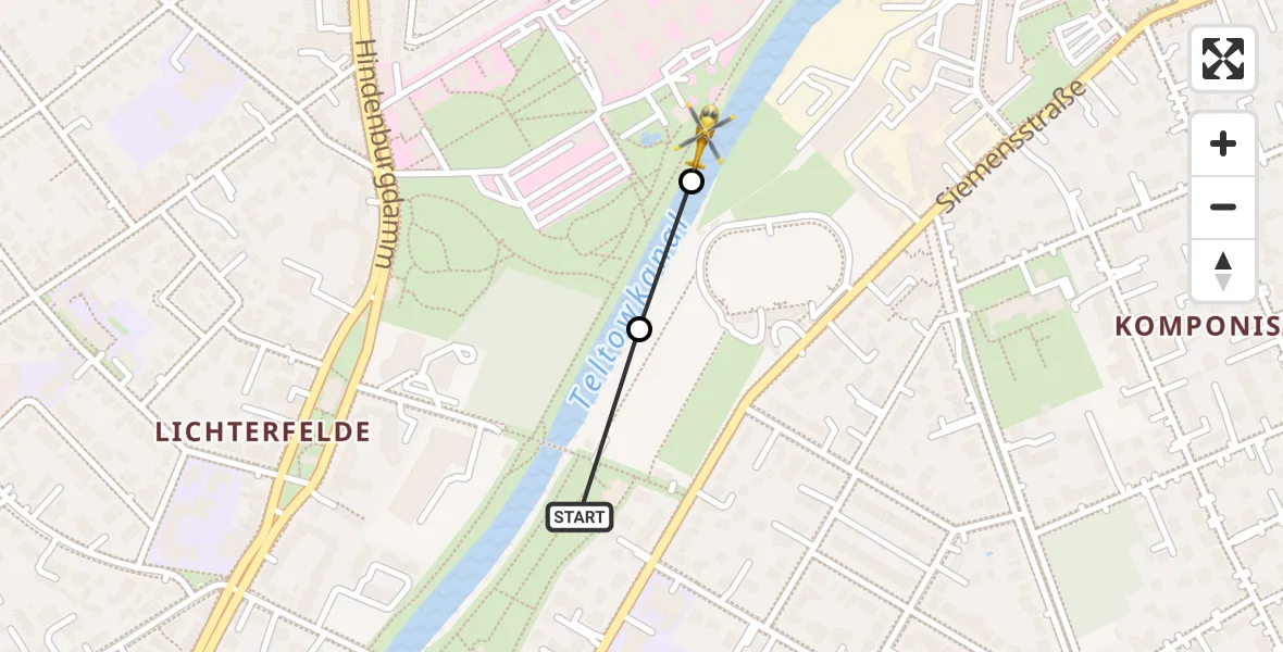 Flugroute Rettungshubschrauber Berlin - Charité Clinic Benjamin Franklin Campus, 08 Oktober 2026, 08:47