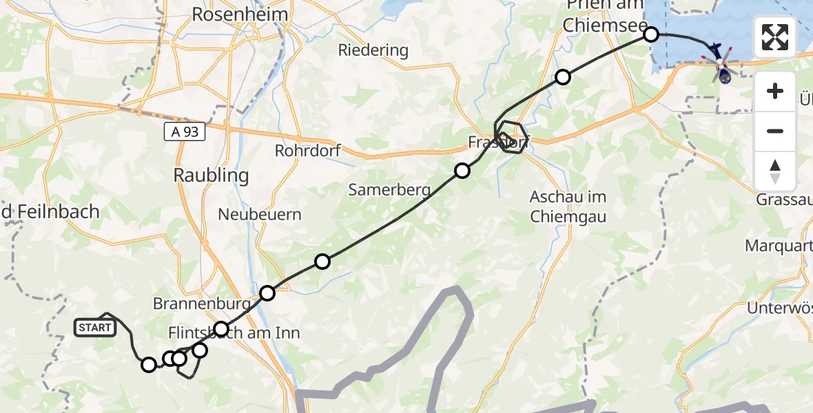 Flugroute Polizeihubschrauber Brannenburg - Bernau a.Chiemsee, 08 Oktober 2026, 08:49