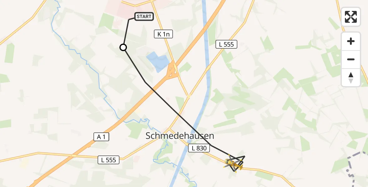 Flugroute Ambulanzhubschrauber Christoph  Westfalen-ADAC - Greven, 08 Oktober 2026, 09:36
