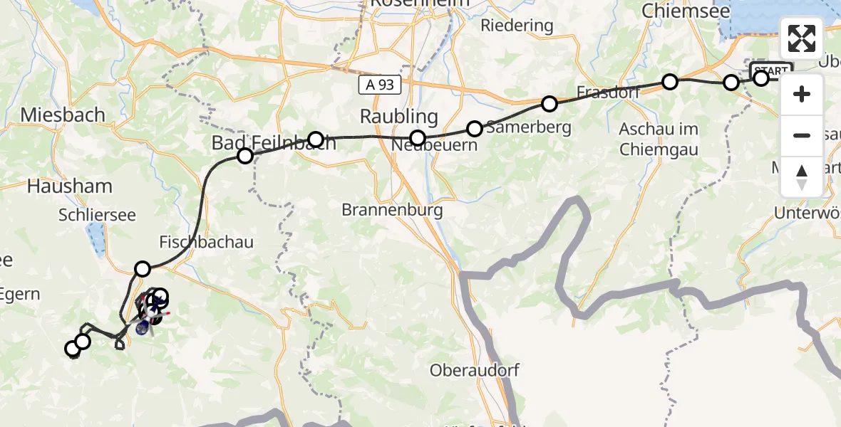 Flugroute Polizeihubschrauber Bernau a.Chiemsee - Schliersee, 08 Oktober 2026, 09:52