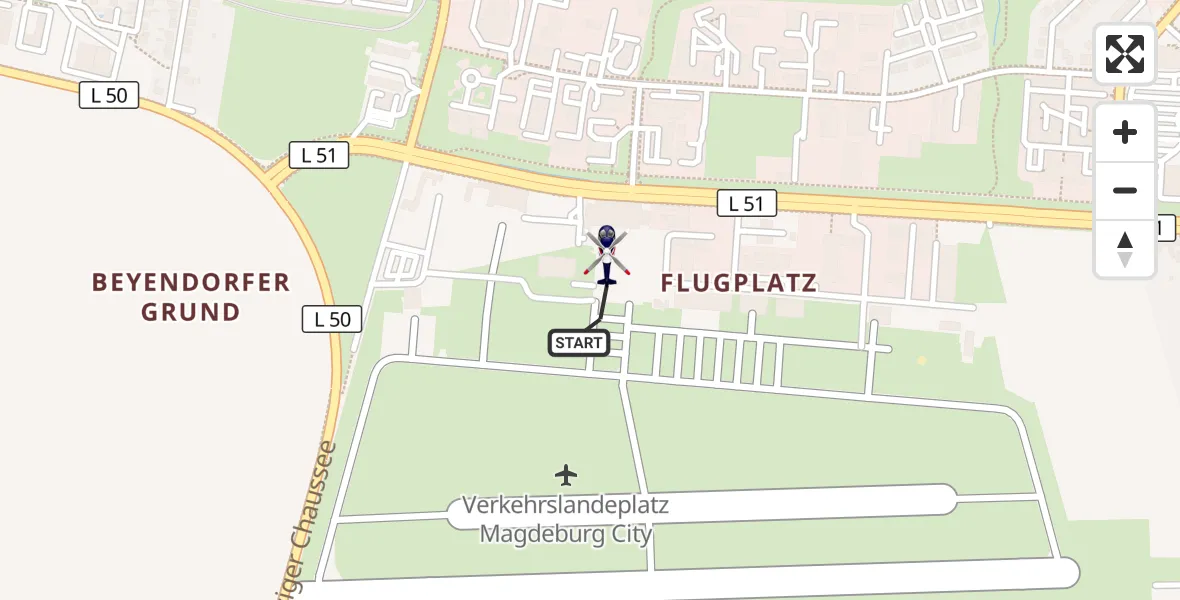 Flugroute Polizeihubschrauber Magdeburg City Flugplatz - Magdeburg City Flugplatz, 08 Oktober 2026, 10:17