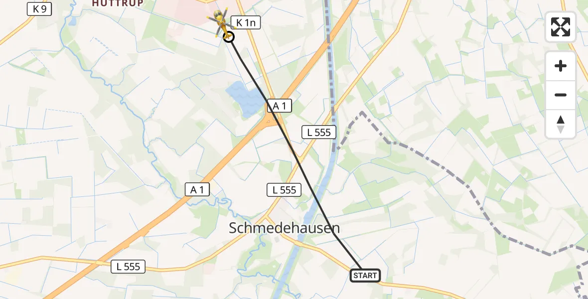 Flugroute Ambulanzhubschrauber Greven - Christoph  Westfalen-ADAC, 08 Oktober 2026, 10:17