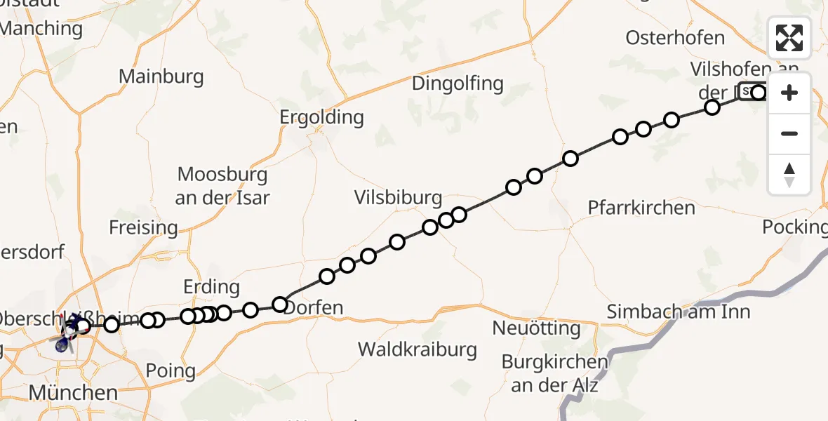 Flugroute Polizeihubschrauber Windorf - Oberschleißheim, 08 Oktober 2026, 10:30