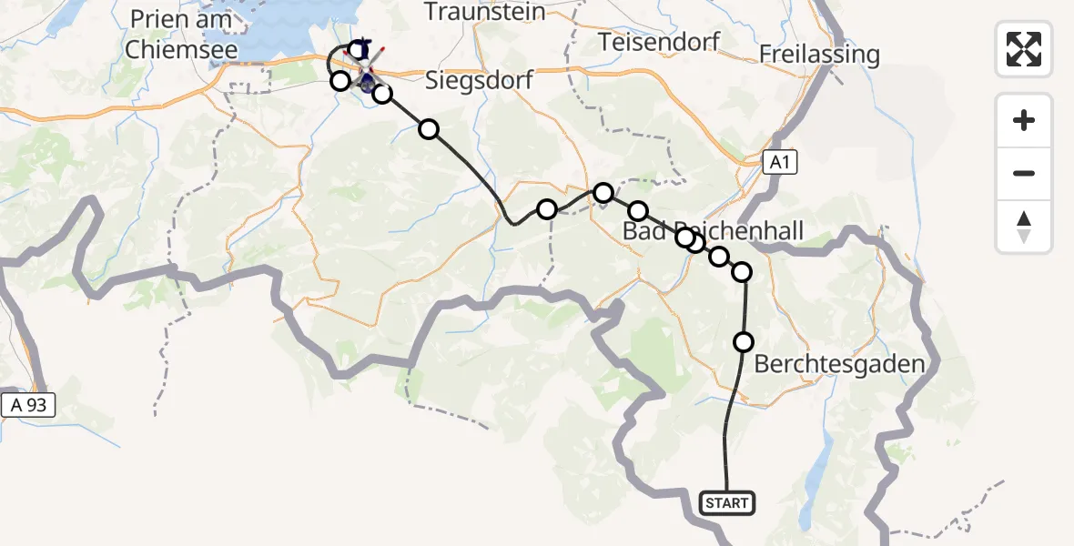 Flugroute Polizeihubschrauber Ramsau b.Berchtesgaden - Grabenstätt, 08 Oktober 2026, 10:49