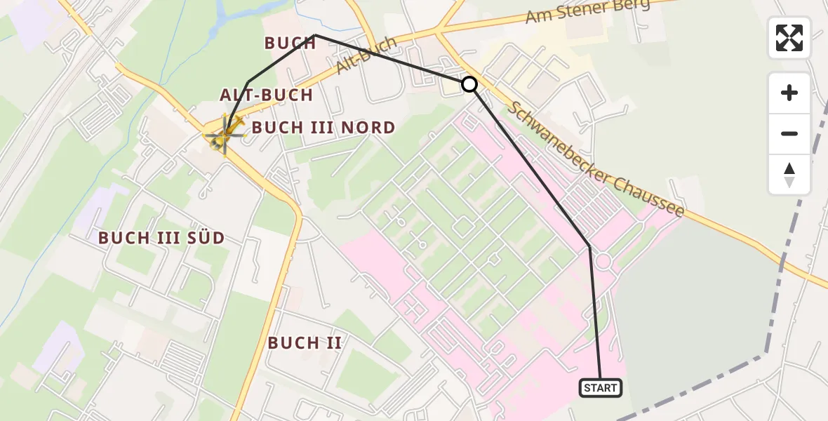 Flugroute Rettungshubschrauber Helios Clinic Berlin-Buch - Berlin, 08 Oktober 2026, 11:35