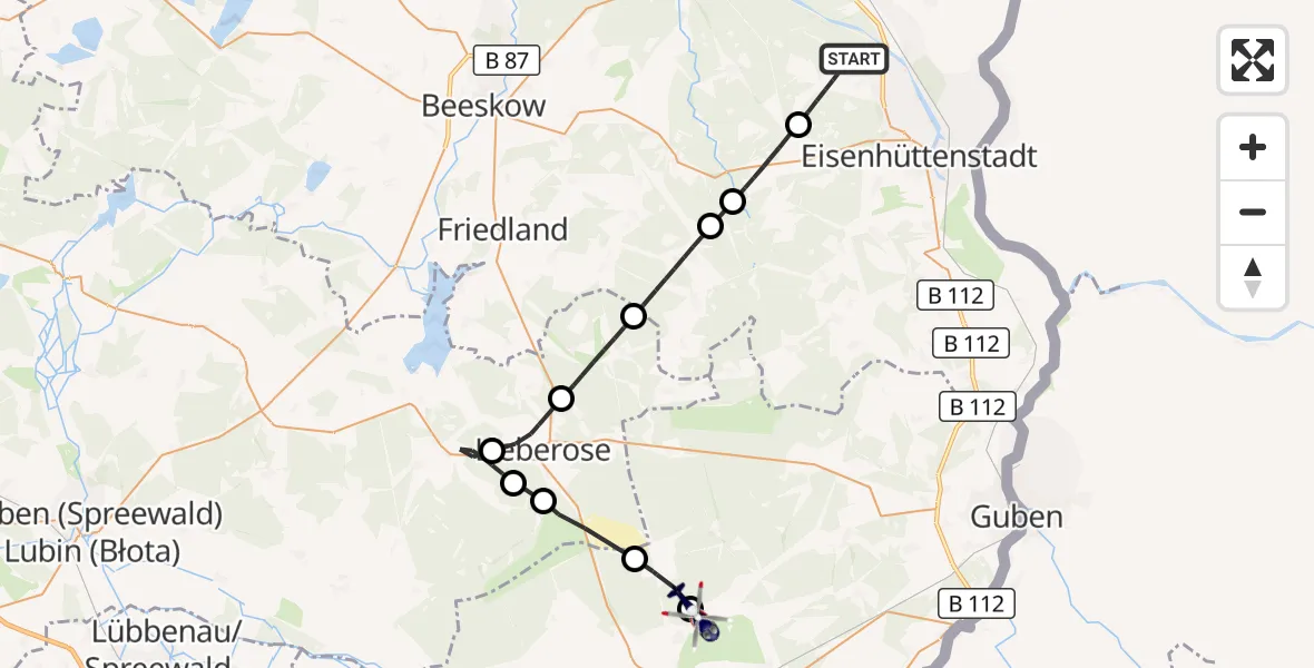 Flugroute Polizeihubschrauber Siehdichum - Tauer, 08 Oktober 2026, 12:02