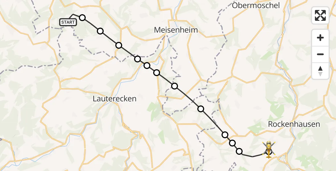 Flugroute Rettungshubschrauber Limbach - Rockenhausen, 08 Oktober 2026, 12:07