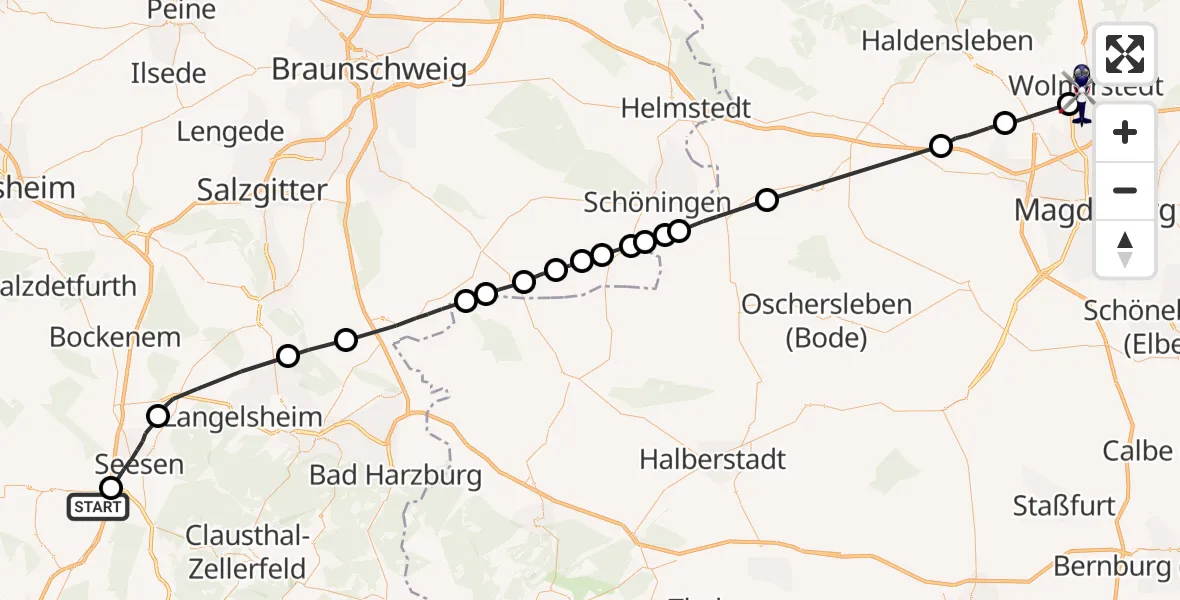 Flugroute Polizeihubschrauber Bad Gandersheim - Wolmirstedt, 08 Oktober 2026, 12:28
