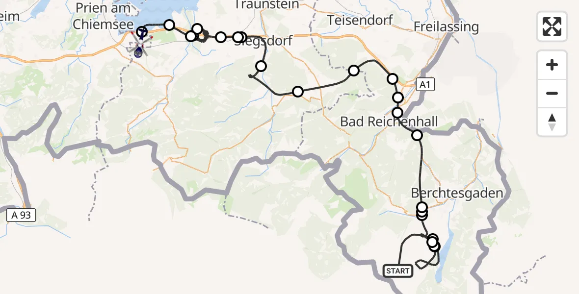 Flugroute Polizeihubschrauber Ramsau b.Berchtesgaden - Bernau a.Chiemsee, 08 Oktober 2026, 12:29
