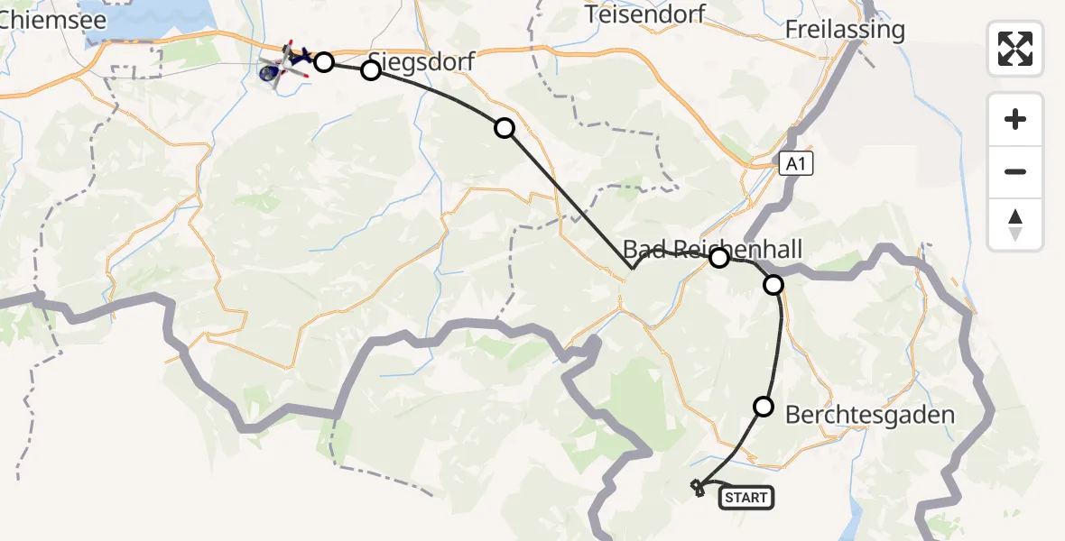 Flugroute Polizeihubschrauber Ramsau b.Berchtesgaden - Grabenstätt, 08 Oktober 2026, 12:44
