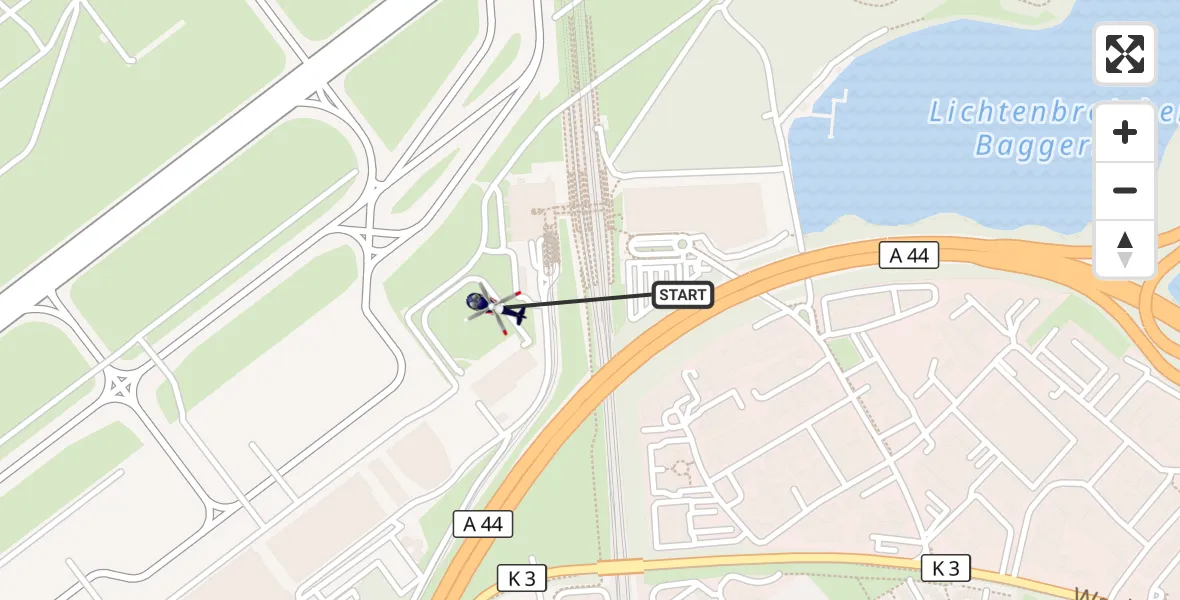 Flugroute Polizeihubschrauber Düsseldorf Flughafen - Düsseldorf Flughafen, 08 Oktober 2026, 12:57
