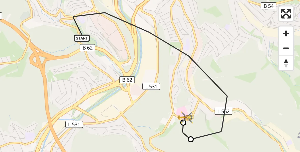 Flugroute Rettungshubschrauber Siegen - Evangelisches Jung-Stilling Hospital, 08 Oktober 2026, 13:09