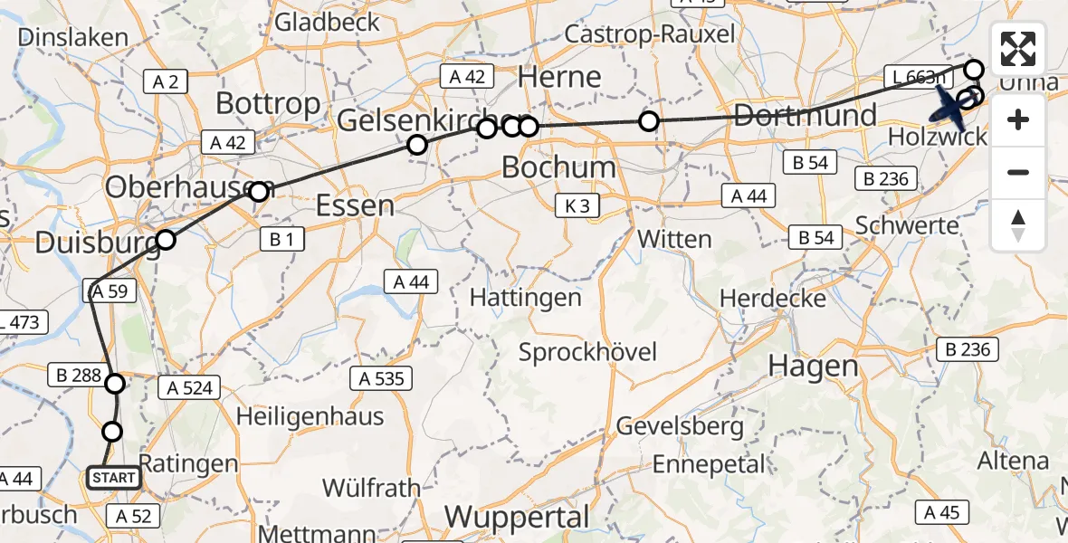 Flugroute Polizeiflugzeug Düsseldorf Flughafen - Dortmund Flughafen, 08 Oktober 2026, 13:32