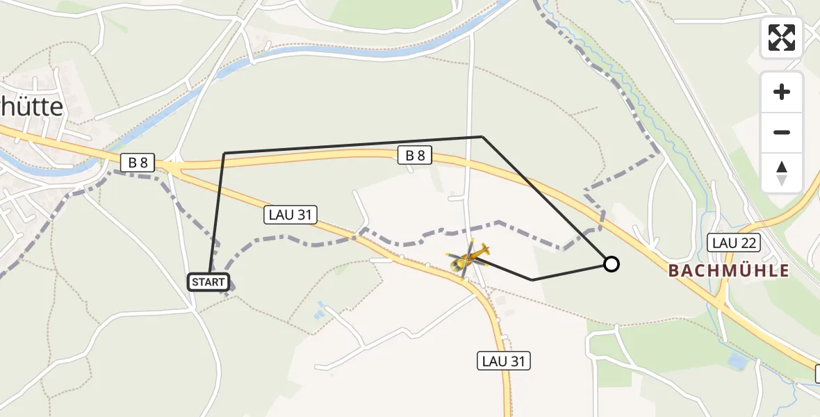 Flugroute Rettungshubschrauber Schwarzenbruck - Burgthann, 08 Oktober 2026, 15:14