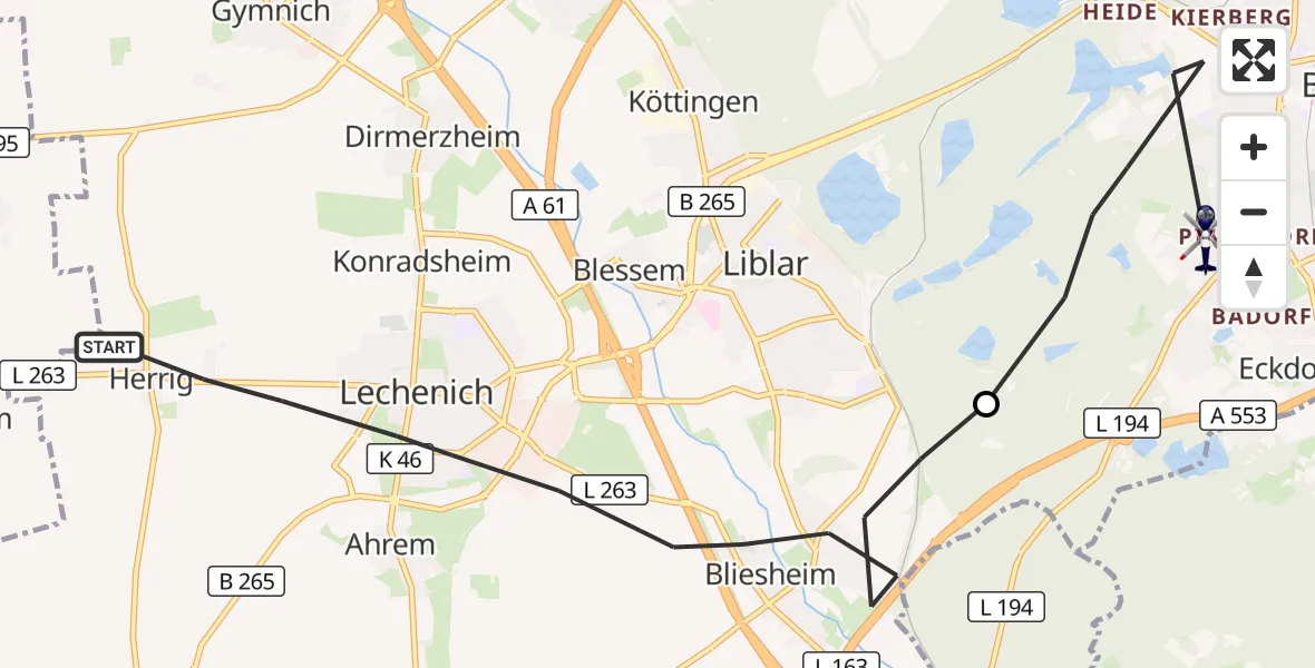 Flugroute Polizeihubschrauber Erftstadt - Brühl, 08 Oktober 2026, 15:46