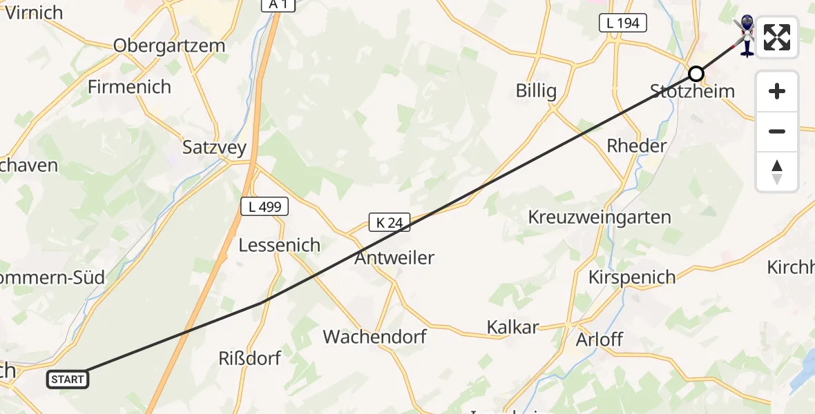 Flugroute Polizeihubschrauber Mechernich - Euskirchen, 08 Oktober 2026, 15:50