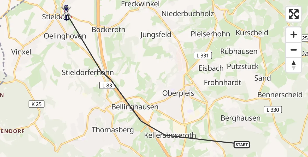 Flugroute Polizeihubschrauber Königswinter - Königswinter, 08 Oktober 2026, 15:53