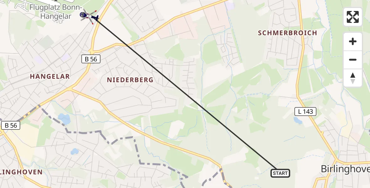 Flugroute Polizeihubschrauber Sankt Augustin - Sankt Augustin, 08 Oktober 2026, 15:56
