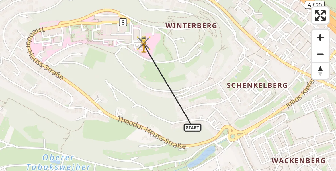 Flugroute Rettungshubschrauber Saarbrücken - Saarbrücken, 08 Oktober 2026, 16:20