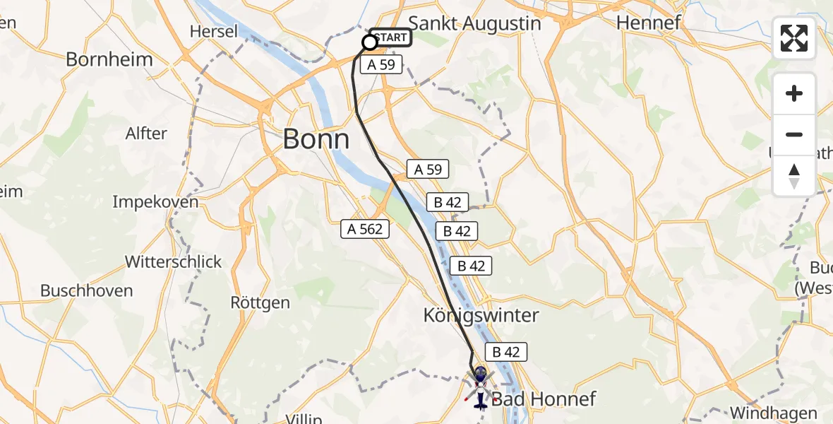 Flugroute Polizeihubschrauber Sankt Augustin - Bonn, 08 Oktober 2026, 17:31