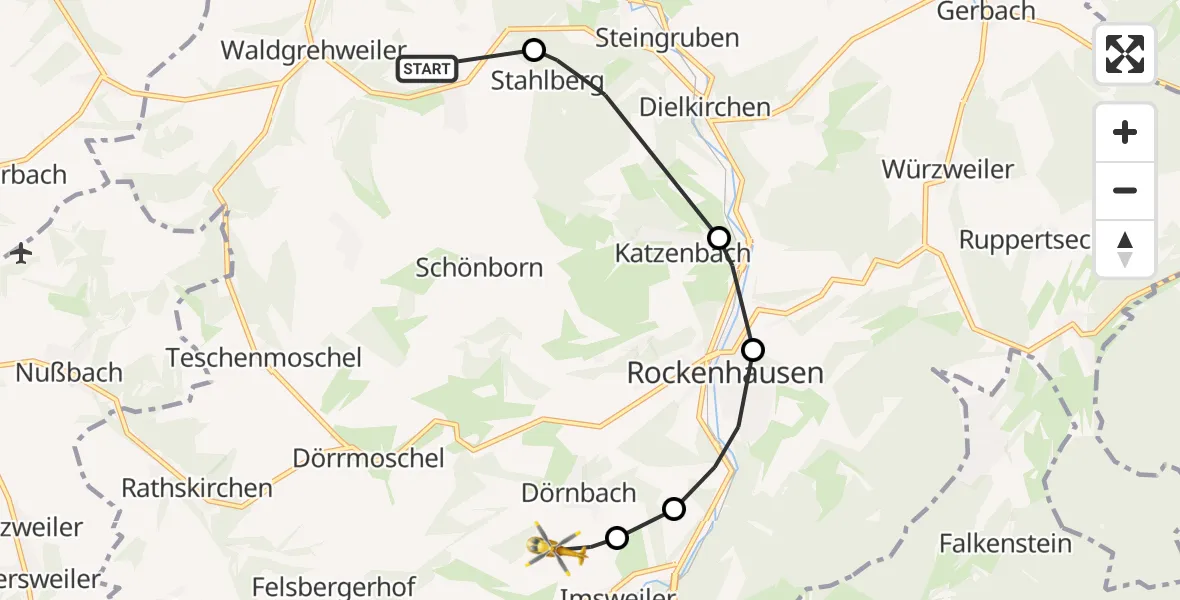 Flugroute Rettungshubschrauber Ransweiler - Imsweiler UL, 08 Oktober 2026, 17:35
