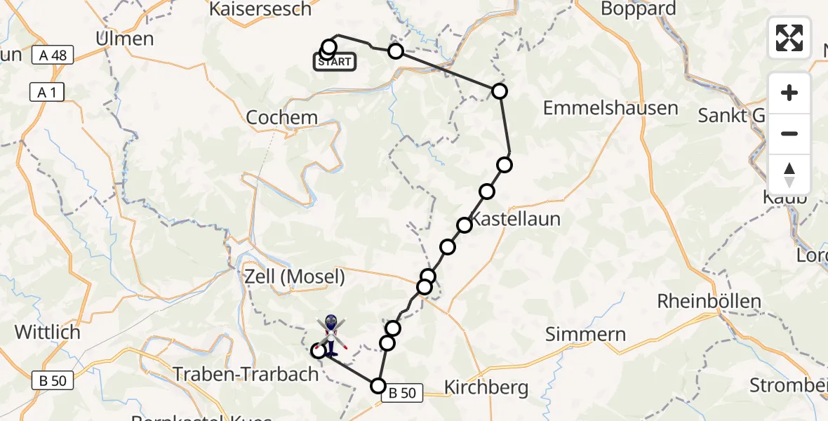 Flugroute Polizeihubschrauber Kail - Briedel, 08 Oktober 2026, 17:57