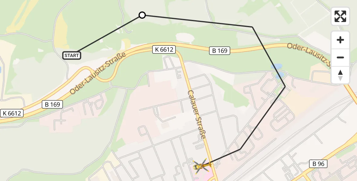 Flugroute Ambulanzhubschrauber ADAC Luftrettungsstation Senftenberg Hubschrauberlandeplatz - Senftenberg, 08 Oktober 2026, 19:34