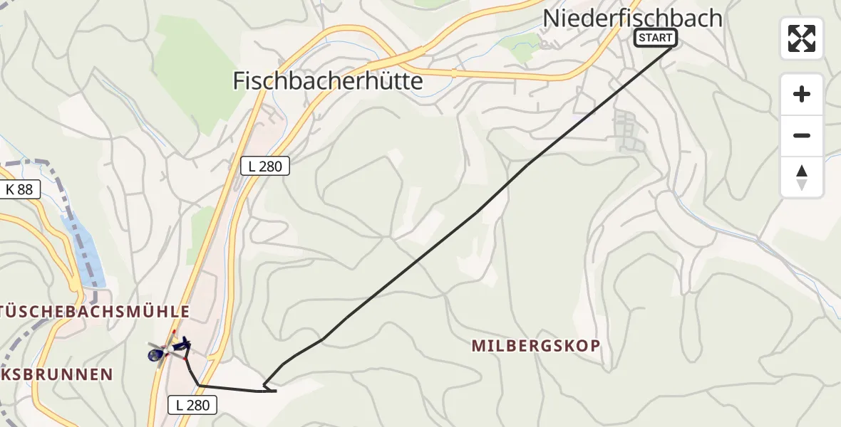 Flugroute Polizeihubschrauber Niederfischbach - Niederfischbach, 08 Oktober 2026, 19:56