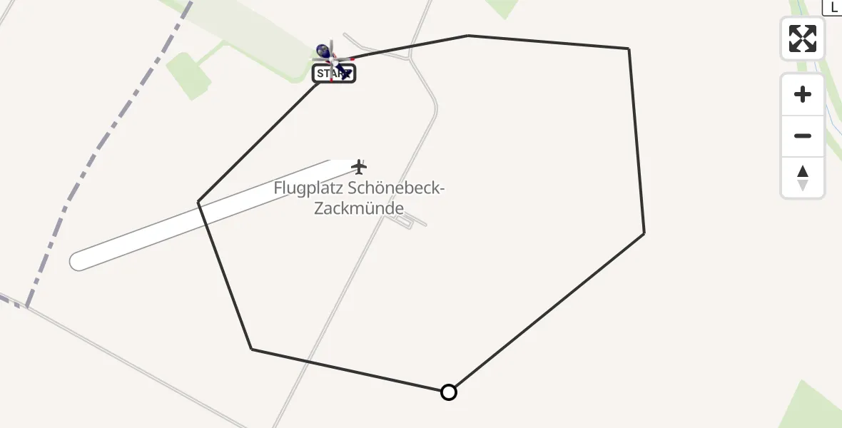 Flugroute Polizeihubschrauber Schönebeck-Zackmünde Flugplatz - Barby, 09 Oktober 2026, 07:49