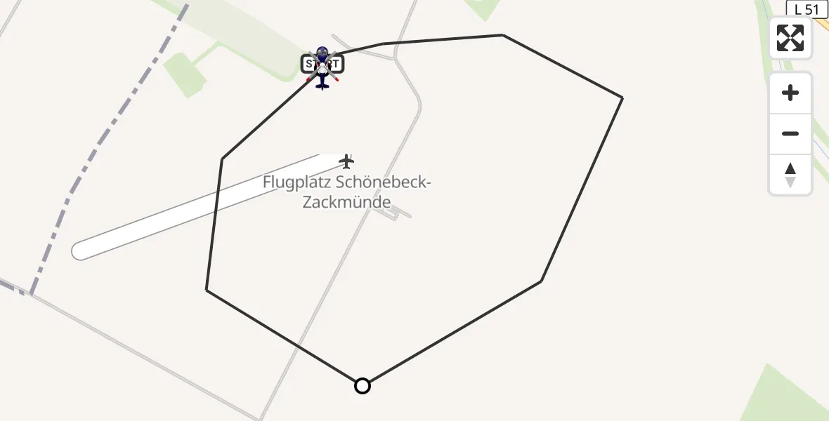 Flugroute Polizeihubschrauber Barby - Schönebeck-Zackmünde Flugplatz, 09 Oktober 2026, 07:52