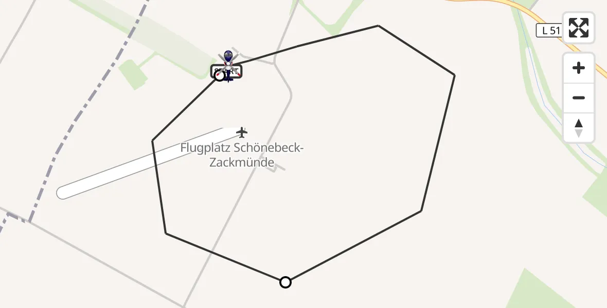 Flugroute Polizeihubschrauber Barby - Barby, 09 Oktober 2026, 07:59