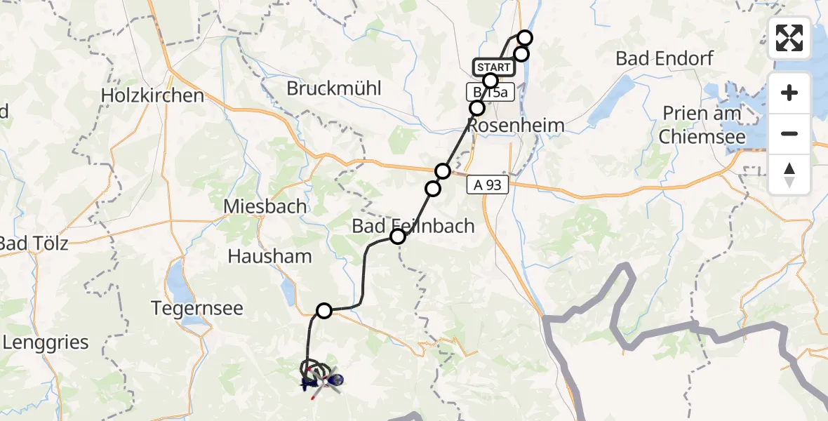 Flugroute Polizeihubschrauber Schechen - Schliersee, 09 Oktober 2026, 08:00