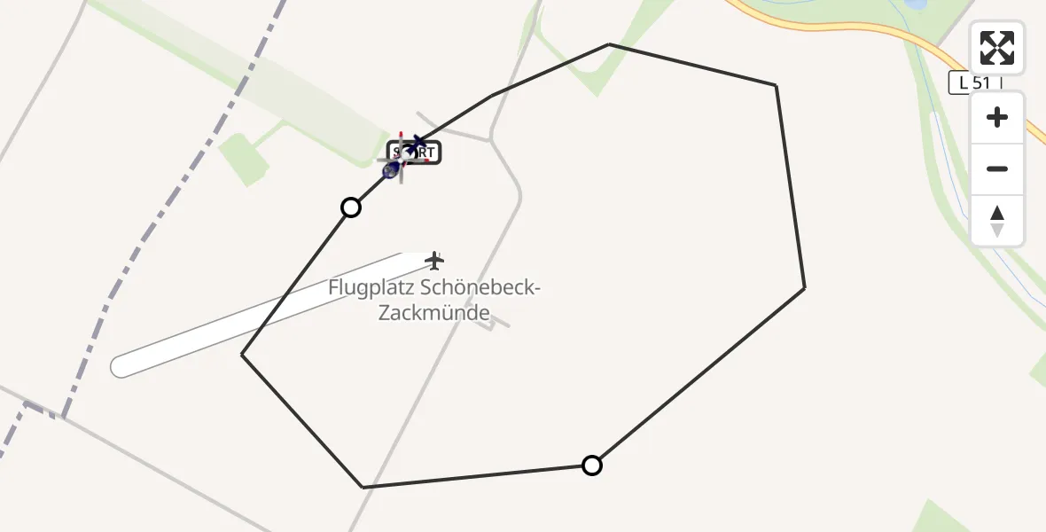 Flugroute Polizeihubschrauber Barby - Schönebeck-Zackmünde Flugplatz, 09 Oktober 2026, 08:18