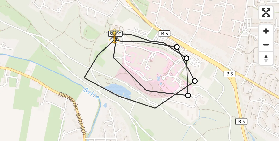 Flugroute Rettungshubschrauber Christoph Hansa ADAC Hubschrauberlandeplatz - Christoph Hansa ADAC Hubschrauberlandeplatz, 09 Oktober 2026, 08:27