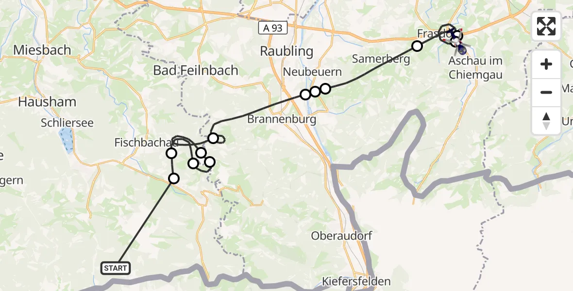 Flugroute Polizeihubschrauber Schliersee - Frasdorf, 09 Oktober 2026, 08:47